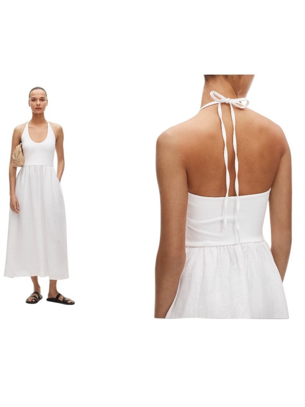 NWT J. Crew Mixy halter dress White Cotton Linen Midi Size XS